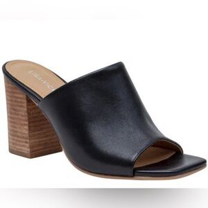 Lisa Vicky Virtue Black Sheep Nappa Leather Block Heel Mule Slides NWT Size 10